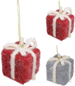 Kalėdinė dekoracija Dovana, 2 skirtingos spalvos, 75 x 50 x 70 mm