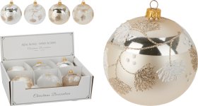 Eglutės žaisliukas, stiklas, 4 skirtingos sp., skersmuo 10 cm