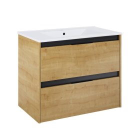 Vonios spintelės komplektas ELITA Set Teano 80,  81,3 x 61,1 x 46,5 cm, apatinis, pakabinamas, su praustuvu, "HAMILTON" ąžuolos spalvos, 2DR,  (169618+19798), KPL169618