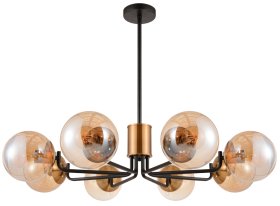 Pakabinamas šviestuvas G.LUX Gt-380-8-Bl Amber, 8 x E27, 600 mm skersmens, juodos/žalvario/gintaro sp.