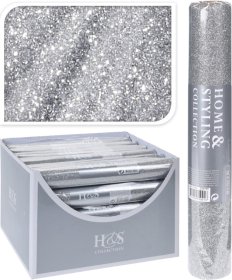 Dekoratyvinis Kalėdinis audinys, blizgantis, sidabrinės sp., 28 x 250 cm