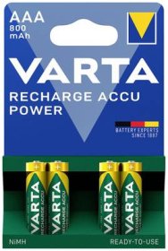 Maitinimo elementai VARTA RECHARGE ACCU, įkraunami, AAA 800 mAh, 4 vnt., 56703