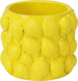 Kambarinis keraminis vazonas Citrina, geltonos sp., 14,5 x 14,5 x 12 cm.