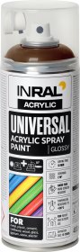 Aerozoliniai dažai INRAL ACRYLIC UNIVERSAL, 400 ml, šokolado ruda, blizgi, RAL8017