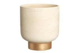 Kambarinis keraminis vazonas 4Living Royal, smėlinės sp., 23 x 23 x 25,5 cm.