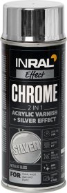 Aerozolinis, akrilinis lakas ratlankiams INRAL Chrome, 400 ml, sidabrinis