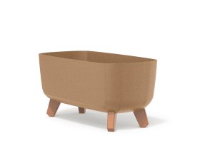 Plastikinis lauko vazonas "Gracia Case ECO Wood", šviesiai rudos sp., 39 x 19,5 x 18,7 cm.
