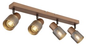 Kryptinis šviestuvas GLOBO Satella, 4 x E14, 40W, 230V, rudos sp., stiklo dūmų spalvos krištolo efektas, 560x120x125 mm, 54314-4