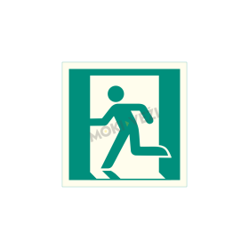 Informacinis ženklas, išėjimas į kairę, 130 x 130 mm, lipdukas, švytintis