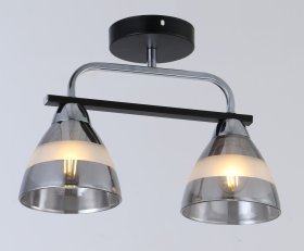 Pakabinamas šviestuvas BALTIK GAISMA K90561/2, E27, 2 x 60W, juodos sp., metalas+stiklas, 360 x 260 x 140 mm