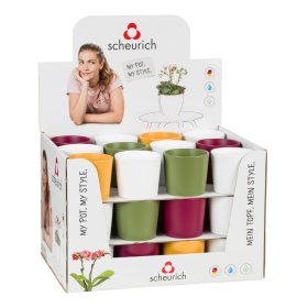 Kambarinis keraminis vazonas SCHEURICH FANCY (870/07), įvairių sp., vazono skersmuo 7 cm.