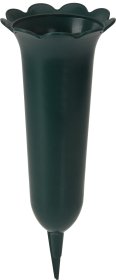 Plastikinė įsmeigiama kapų vaza, 12 x 31,5 cm., tamsiai žalios sp.