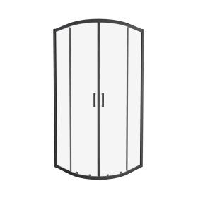 Dušo kabina HARMONY Varianta Black Har-0035, 80 x 80 x 206 cm, R-55, pusapvalė, juodas profilis, skaidrus stiklas durų 6 mm, sienų 5 mm, su žemu padėklu, sifonu