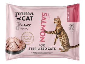 Konservuotas kačių ėdalas PRIMACAT Classic, lašišos padaže, sterelizuotoms katėms 4vnt x 85g