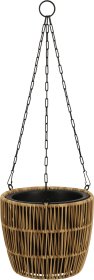 Lauko vazonas, pakabinamas, pintas, rudos sp., 22 x 22 x 18 cm.