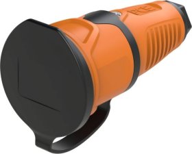 Lizdas kištukui SPECTOR LIGHT, guminis, lizdas su įžeminimu, 16 A, IP44, oranžinės sp., 10406S