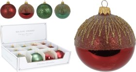 Kalėdinės eglės žaisliukas, dekoruotas blizgančiais auksiniais varvekliais, 8 cm, 2 skirtingos sp.