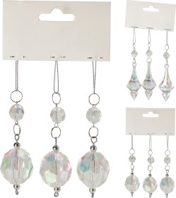 Kalėdinė dekoracija Deimantas, 3 vnt., pakabinama, perlamutrinės sp., 2 dizainai, 9 x 2,5 x 9 cm