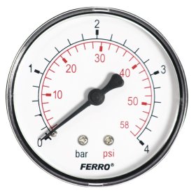 Ašinis manometras FERRO, 4 barų, 63 mm, 1/4", M6304A