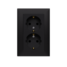 Kištukinis lizdas KONTAKT SIMON 10, juodos sp., 2 viet., su rėmeliu CGSZ2Z/49