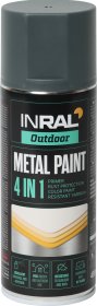 Antikoroziniai dažai INRAL METAL PAINT 4in1, antracito sp., matinė, 400ml