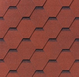 Bituminės čerpelės IKO Superglass HEX (20), Tile red ultra, raudona spalva su šešėliu, 1 pak. - 3 m2