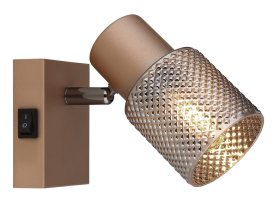 Kryptinis šviestuvas GLOBO Satella, 1 x E14, 40W, 230V, rudos sp., stiklo dūmų spalvos krištolo efektas, 70 x 120 mm, 54314-1