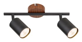 Kryptinis šviestuvas RABALUX Edmund, GU10, 2 x 25W, 230V, IP20, metalinis, juodos / ąžuolo sp., 300 x 130 x 155 mm, 5296