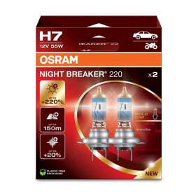 Automobilinė lemputė OSRAM Night Breaker, 220%, H7 55W 12V, PX26D, 2 vnt