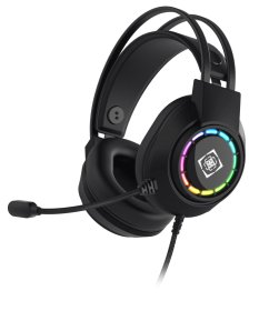 Laidinės žaidimų ausinės DELTACO GAMING DH220, USB, RGB, juodos sp., GAM-168
