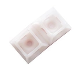 Tvirtinimo dirželio laikiklis XIDO, priklijuojamas, 20x20 mm, baltos sp., 50 vnt., TDLS20X20-W