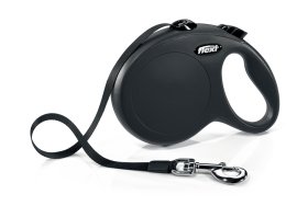 Pavadėlis FLEXI Classic, L, max 50kg 5m juostelinis, juodos spalvos