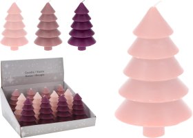 Žvakė Eglė, 3 rožinės sp. atspalvių, 12 cm