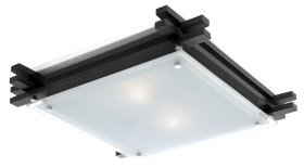 Lubinis šviestuvas GLOBO Edison, E27, 2 x 60W, 230V, su stiklu, medžiu, 400 x 400 x 85 mm, 48324-2