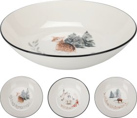 Dubenėlis, kaulinis porcelianas, baltos sp., 3 skirtingi kalėdiniai dizainai, skersmuo 20 cm
