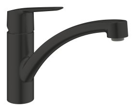 Plautuvės maišytuvas GROHE QuickFix Start, 140° pasukimo kampas, juodas matinis, montavimas su GROHE QuickMount, 324412432