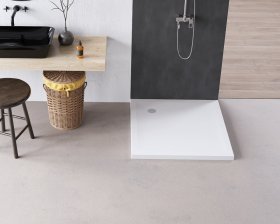 Dušo padėklas HARMONY Laut HAR-0116, 90 x 90 x 4,5 cm, akrilinis, kvadratinis, baltas