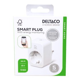 Išmanusis kištukinis lizdas DELTACO SMART HOME SH-P01E16, WiFi, valdomas su programėle, turi laikmačio funkciją