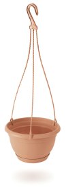 Plastikinis lauko vazonas "Agro", pakabinamas, terakota sp., 16 x 16 x 10 cm.