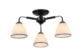 Pakabinamas šviestuvas BALTIK GAISMA K90230/3 Bk/Cr, E27, 3 x 60W, juodos sp., metalas+stiklas, 540 x 245 mm