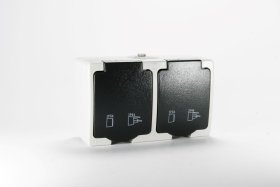 Kištukinis lizdas TOPE Bela, 2 vietų, su įž., 16A 250V, IP54