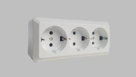 Kištukinis lizdas TOPE Alba, 3 vietų, su įž., 16A 250V, baltos sp.