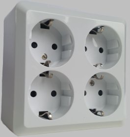 Kištukinis lizdas TOPE Alba, 4 vietų, su įž., 16A 250V, baltos sp.