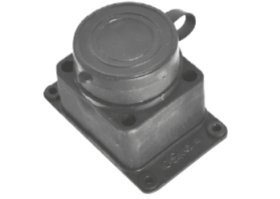 Kištukinis lizdas MIRSA 116104, 1 vietos, su įž., guminis, su dangteliu, juodos sp.