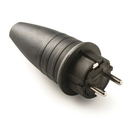 Kištukas FAMATEL 1144, su įž., guminis, IP44, 250V 16A, juodos spalvos