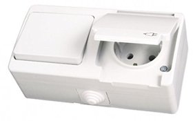 Lauko bloko lizdas GUNSAN, su dangteliu ir jungikliu, baltos sp., Ip54