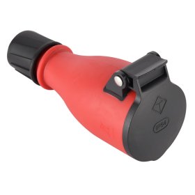 Kištukinis lizdas ELECTRALINE, su įž., IP54, guminis, raudonos/juodos spalvos, 55083