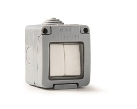 Jungiklis FAMATEL 19044, 10A/250V, hermetinis, IP55, baltos sp.