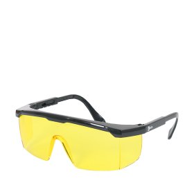 Apsauginiai akiniai SAIGA VAA322, geltoni, su reguliuojamomis kojelėmis, nerasojantys, nesibraižantys, atsparūs aukštai temperatūrai, su šonine apsauga