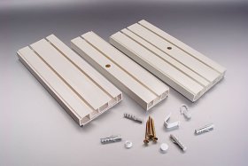Lubinio karnizo aksesuarų komplektas HESORA, 210-350 cm, 2 bėgių, baltos spalvos